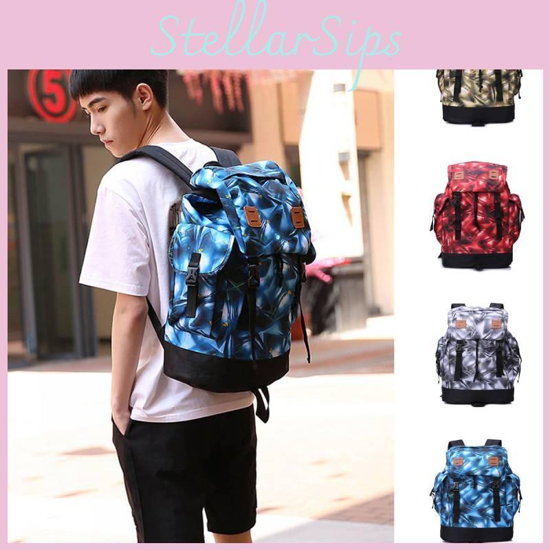 Waterproof Travel Mens Backpack Geometric Pattern Organizer Daily Bag Commute