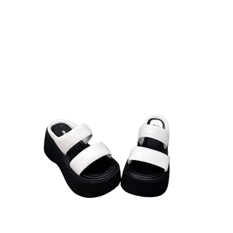 Fashion 2025 New Summer Women Slippers Flip-Flops Ladies Wedge Heels Shoes Woman High Platform Beach Slipper Outside Black Sandals 9CM
