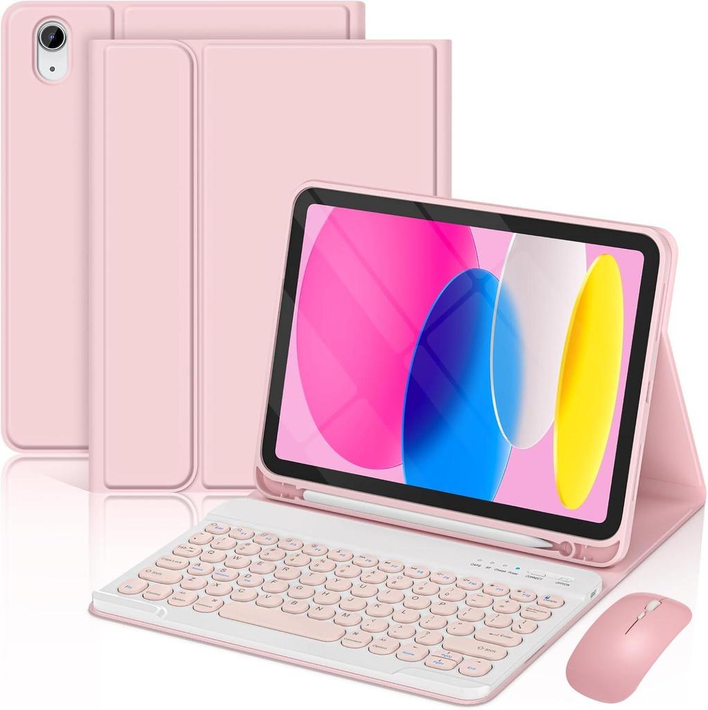 Redmi Pad 2 Tablet Case with Detachable Bluetooth Keyboard, Pen Slot, Round Cap, and Bluetooth Mouse