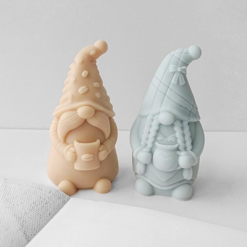 Faceless-Santa Candle Silicone Mold DIY Dwarf Perfume-Stone Candle Making Gypsum-Resin Mold Holiday Gift Home Decoration