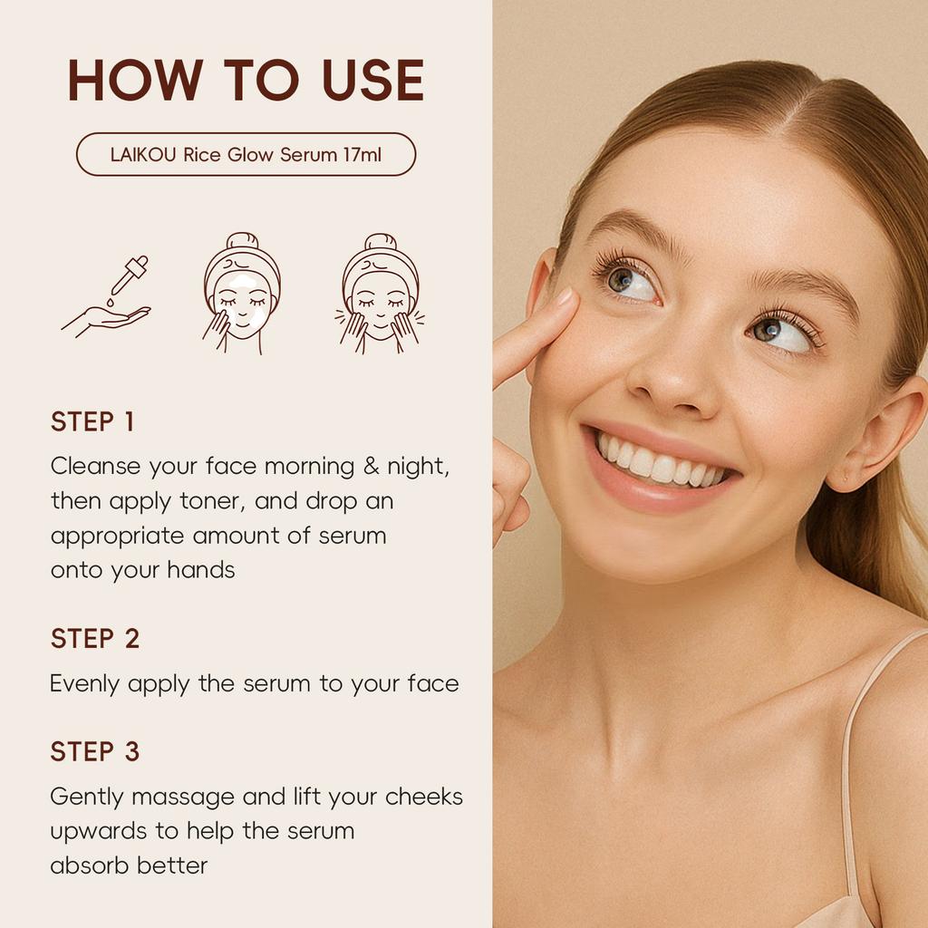 Rice Glow Facial Essence 17ml Hydrating Moisturizer Nourishes Brightens Skin Tone Natural Extract Serum Sensitive Skin