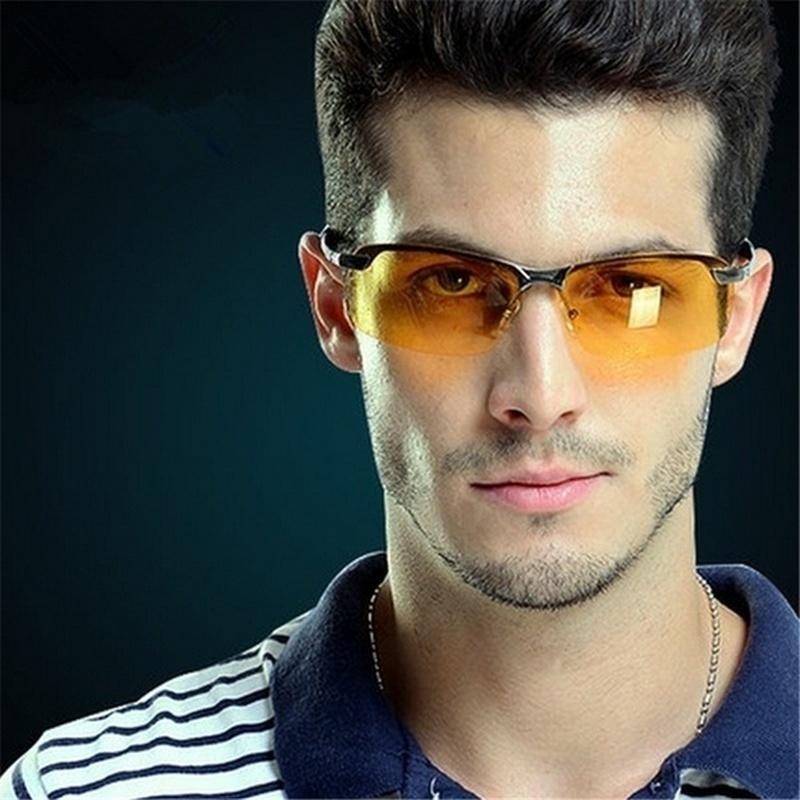 Fashion Yellow Night Vision Driving Glasses UV400 Metal Frame Sunglasses for Men Women Driver Sun Glasses