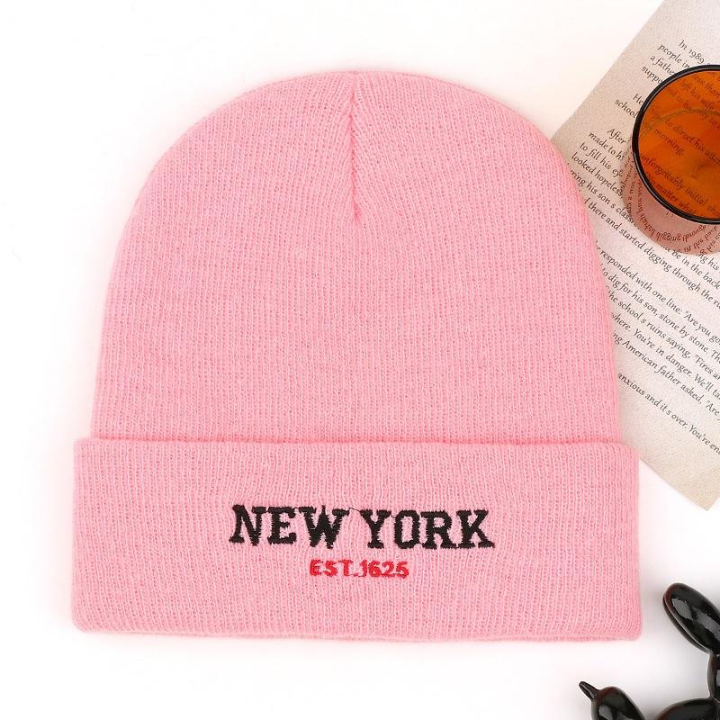 rkNewYo autumn and winter beanie hat letter embroidery versatile warm wool hat men's and women's knitted hat