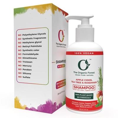 Apple Cider Vinegar, Tea Tree & Rosemary Shampoo - Sulfate Free, Natural & Organic Shampoo for Oily Hair, Dandruff, Itchy Scalp & Thinning Hair