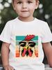 Bright Yellow Kids Short Sleeve Tee Funny Guess What Chicken Butt Retro Sunglasses Rooster Graphic Casual Boys Girls Top