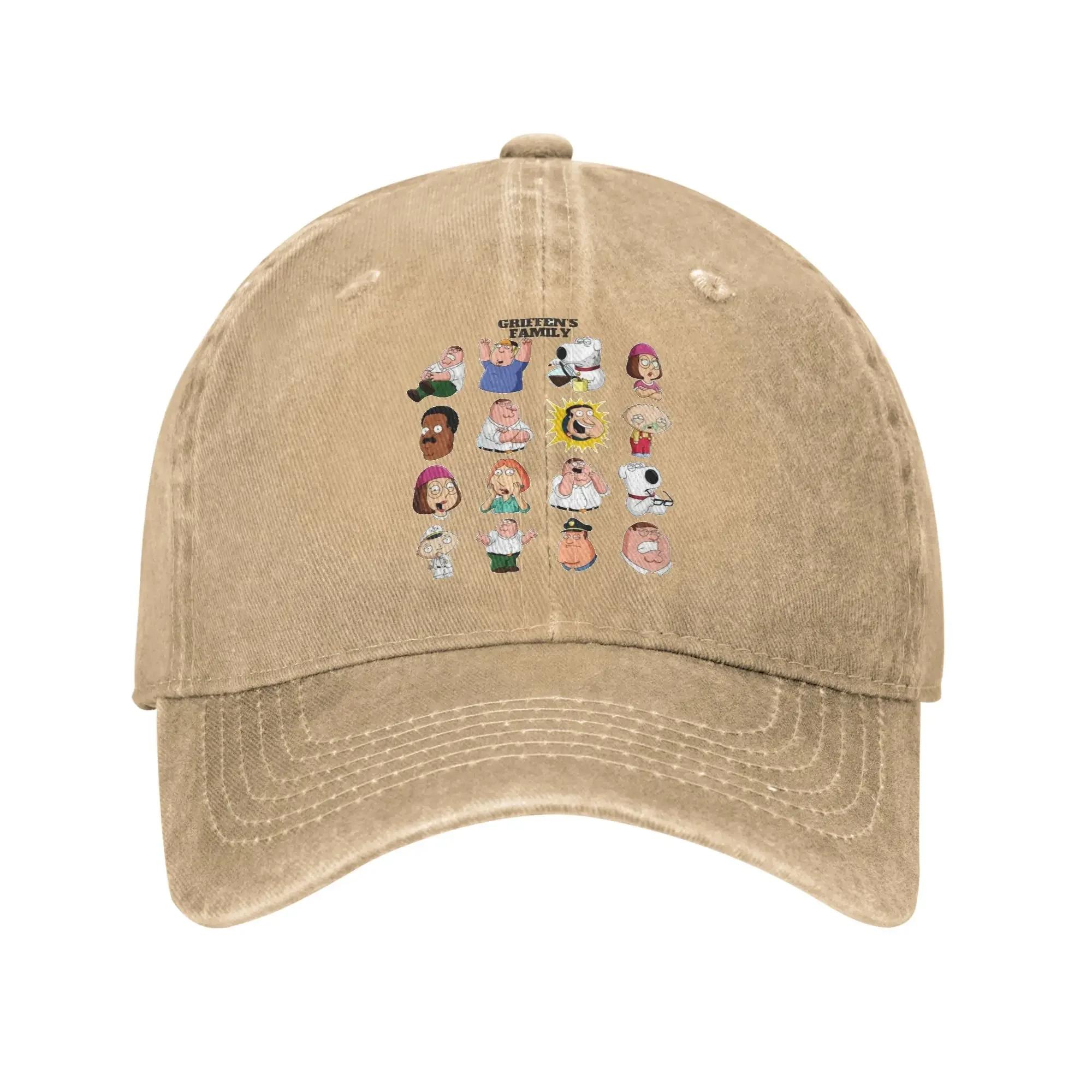 

Vintage Families Cartoon Peter Griffin Knee Injury Baseball Cap Men Distressed Denim Washed Sun Cap Outdoor Adjustable Caps One Size
