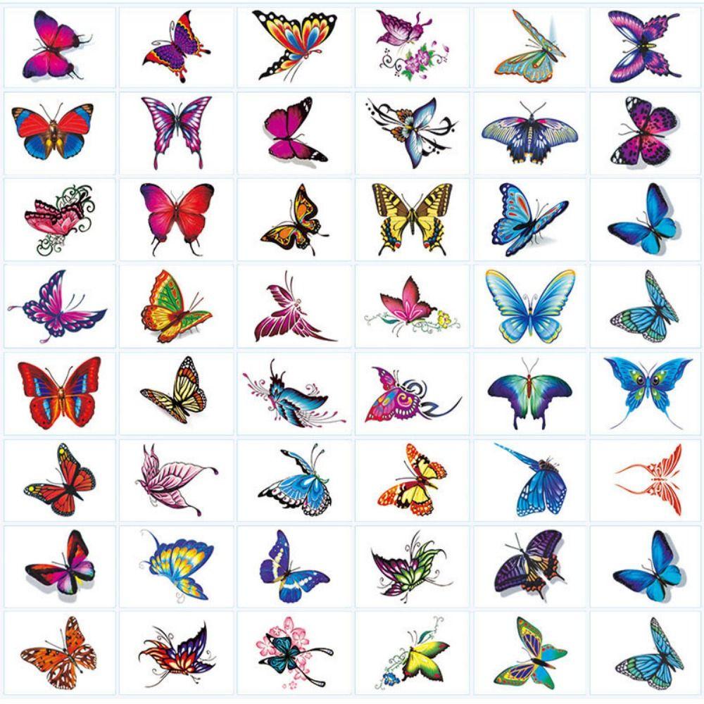 5/10/20/30/50 Pcs Rose/ Butterfly Pattern Butterfly Tattoo Stickers Flower Tattoo Stickers  Women