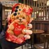 Phone Case: 2D Flat, Suitable for Samsung Galaxy A34 A35 M05 M06 S20 S22 S21 FE Plus 5G Protective Case, Red Rose Teddy Dog, Perfect Christmas and Hal