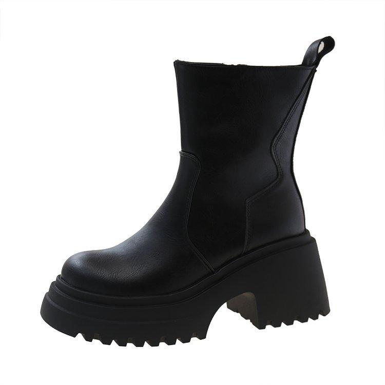 

Сапоги на толстой подошве женские осенние толстые с сапогами на толстой подошве маленькие короткие сапоги модные и удобные 40 чёрный