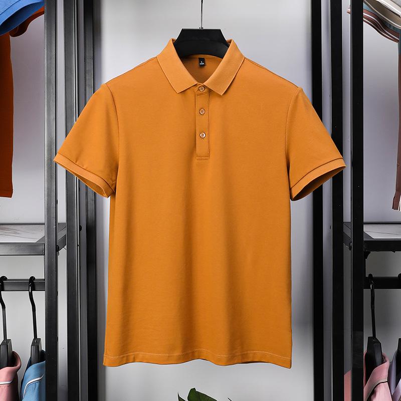 Modisches Poloshirt für Herren mittleren Alters, kurzärmeliges T-Shirt aus merzerisierter Perlbaumwolle, Sommer-Revers, Business-Casual-T-Shirt