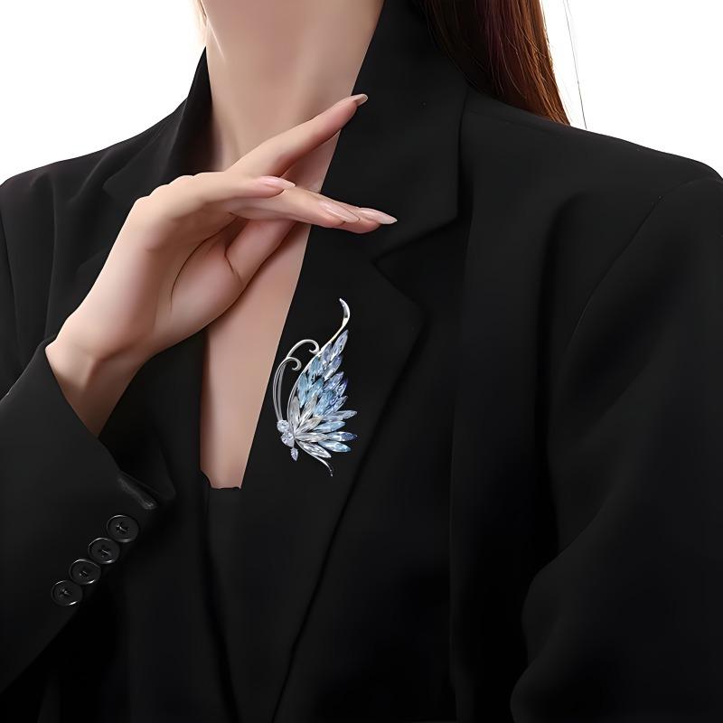High-end Crystal Butterfly Brooch, Niche Elegance, Light Luxury Pin, High-end Style, Suit Coat, Corsage and Accessory