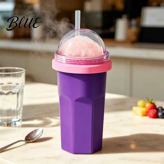 Eenvoudige Bediening Slushy Maker Zelfgemaakte Slushie Beker Vriezer Knijpbeker voor IJsdrankjes Voedselkwaliteit BPA-vrij Siliconen Smoothie Sap Frisdrank Herbruikbaar
