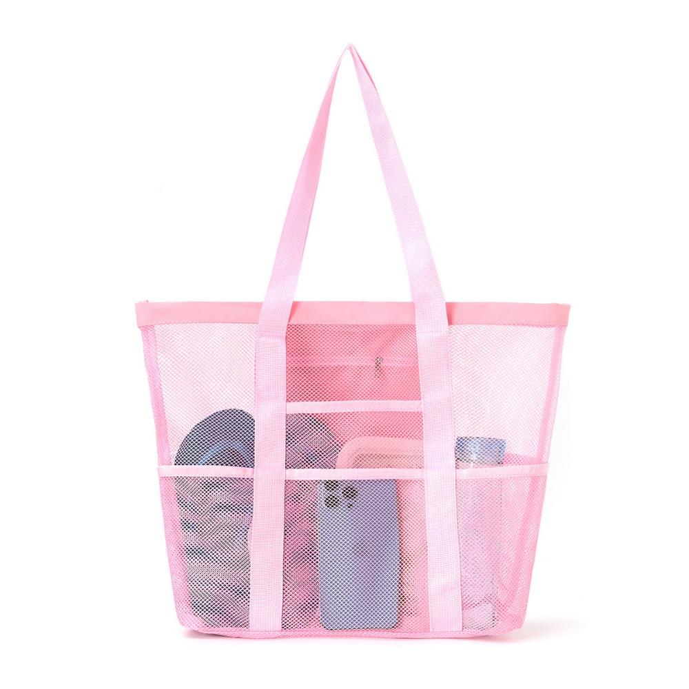 Beach Bag Large Capacity Toy Mesh Swimming Bag Multifunctional Travel Shoulder Beach Bag Swimsuit Storage Bag