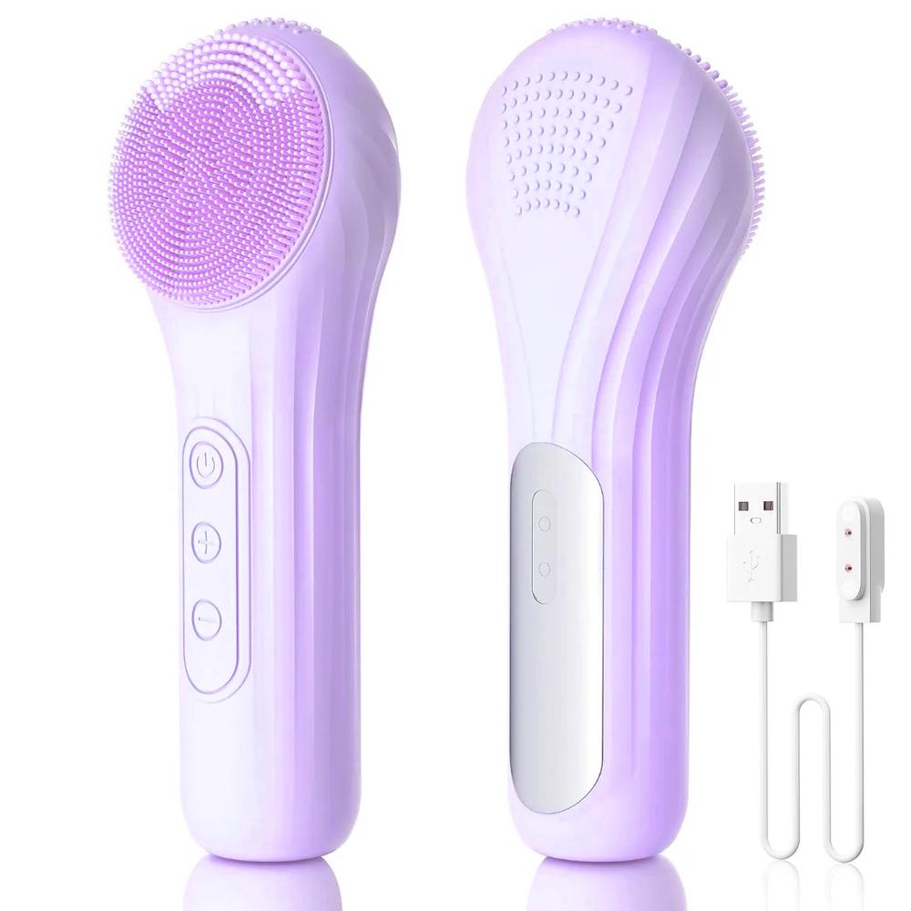 

Facial Cleansing Brush Silicone Face Scrubber with Heat Vibration 5 Speeds Rechargeable Electric Face Scrub Brush for Men Women