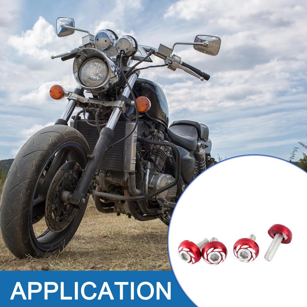 A ABSOPRO Car License Plate Bolt Screw 6mm Thread Round Head Plate Bolts Metal Red (Set of 4)