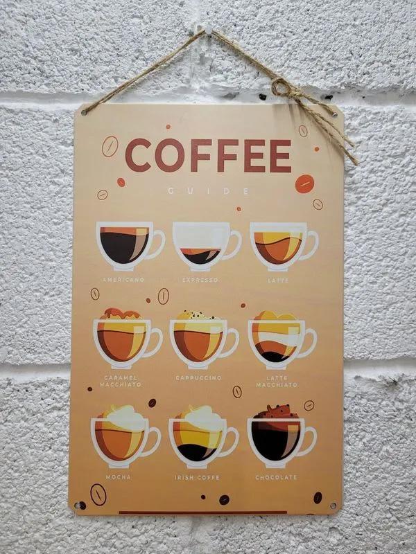 Coffee Lovers Metal Wall Art, Vintage Kitchen Cafe Poster Decor