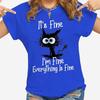 Summer Casual Loose and Personalized T-shirts 3D Cat Is Fine Everything Is Fine Printed Women's T-shirts