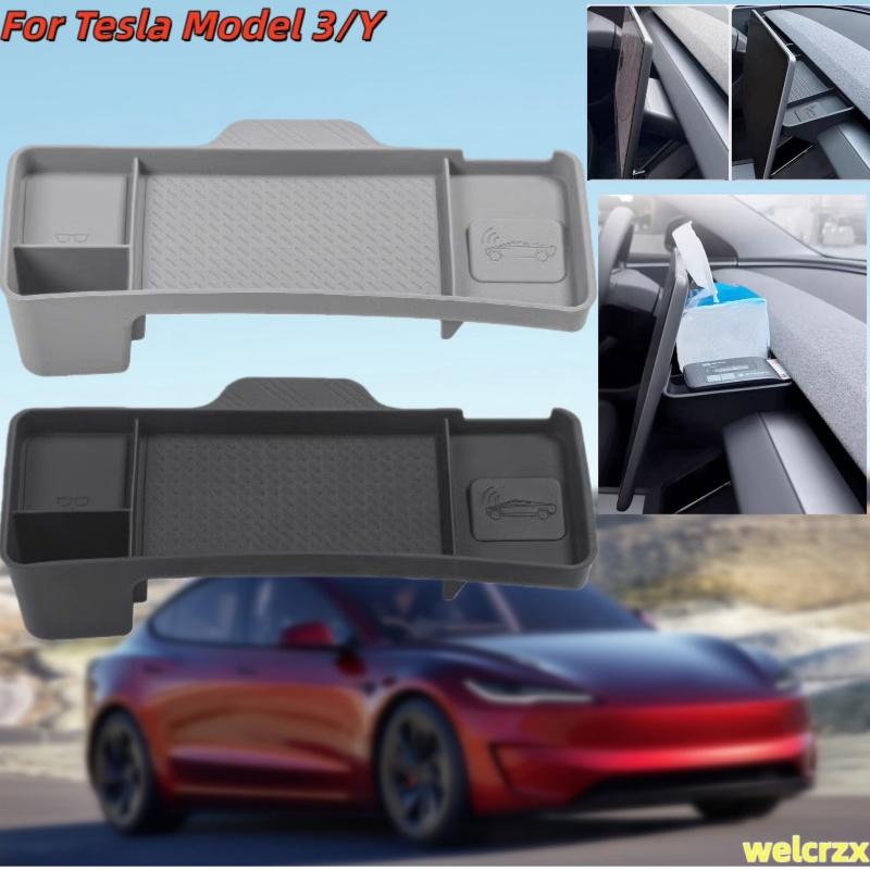 For Tesla Model Y Juniper 2025 2026 Model 3 Highland Dashboard Storage Tray Silicone Center Console Screen Rear Phone ETC Box