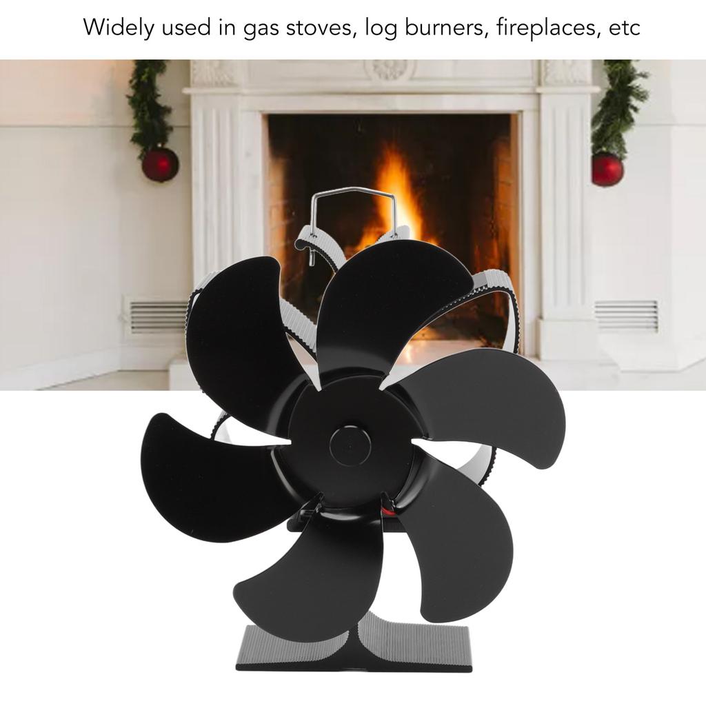Stove Fan 6 Blades Grter   Volume Low Noise   Wr Resistance Fireplace Fan Black