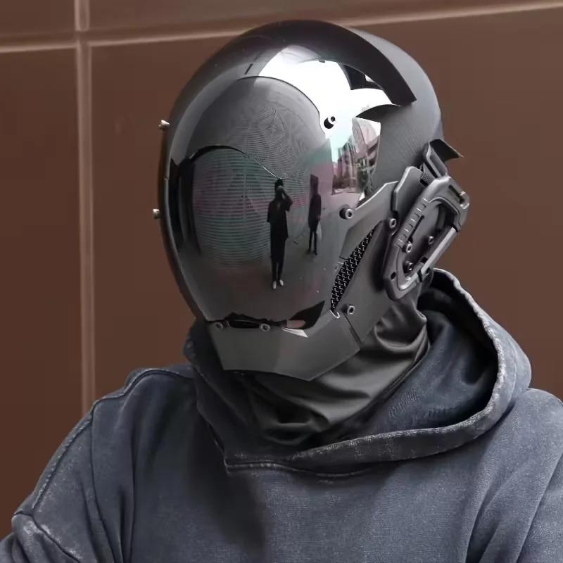 Black cyberpunk mask cosplay Halloween mechanical party cool and quirky shooting mask чёрный