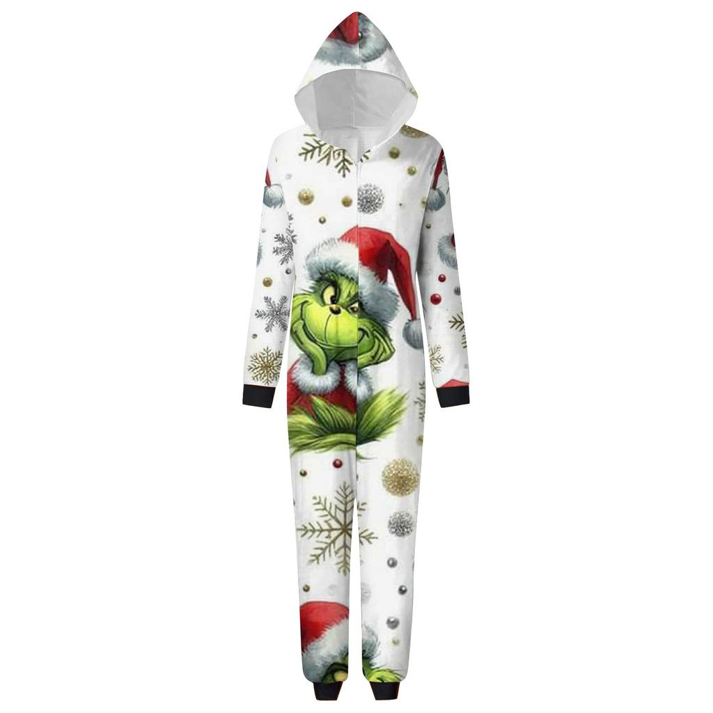 Genitore-Natale Stampato Genitore-Figlio Felpa con Cappuccio Zip Un Pezzo Abbigliamento da Casa