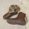 Women's Winter Leather Big Size Flat sole Snow Boot Thick Sole Non Slip Round Toe High Top Waterproof Plush Warm Cotton Boots