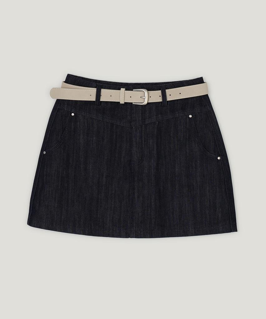 Teuwi Jedden Rivet Cut Cotton Mini Skirt (Belt Set)