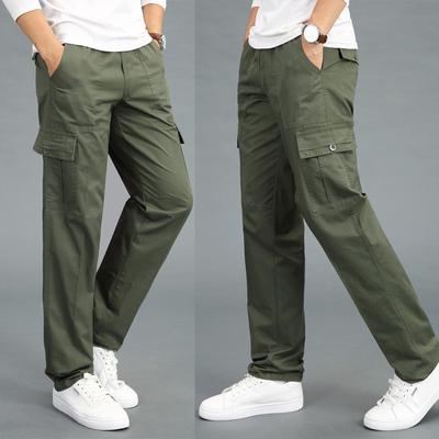 Middle-aged Men's Cotton Casual Pants Men's Loose Work Pants Thin Section Dad Middle-aged Long Section Outdoor Large Size