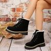 Women Warm Plush Lining Winter Ankle Boots High Top Thick Bottom Snow Boots Woman Plus Size 43 Lace Up Platform Cotton Shoes