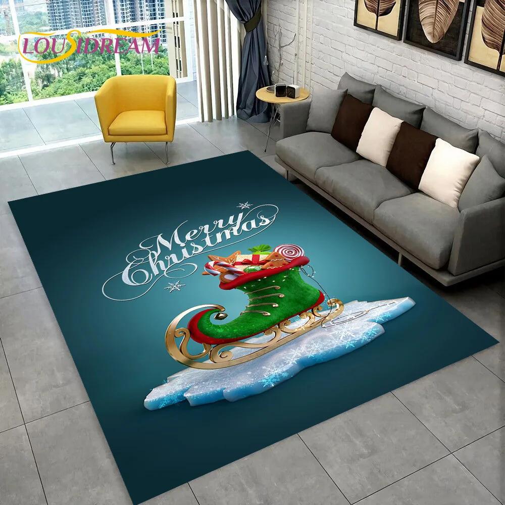 Santa Claus Vánoční stromeček Elk Area Koberec,Koberec do obývacího pokoje Ložnice Rohožka Rohožka Vánoční dekorace,Protiskluzová podložka