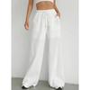 Nuovi Pantaloni Casual da Donna Estivi a tinta unita con Coulisse Gamba Dritta Leggermente Svasata Tasca Sportivi Casual