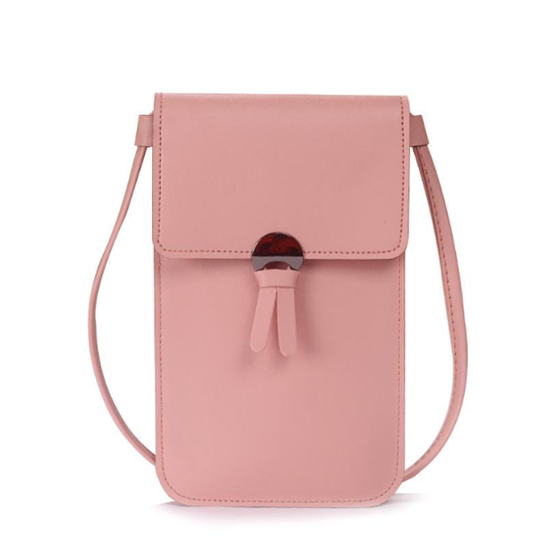 Women Transparent Touch Screen Mini Phone Pouch Shoulder Strap Mobile Bag With Snap Closure