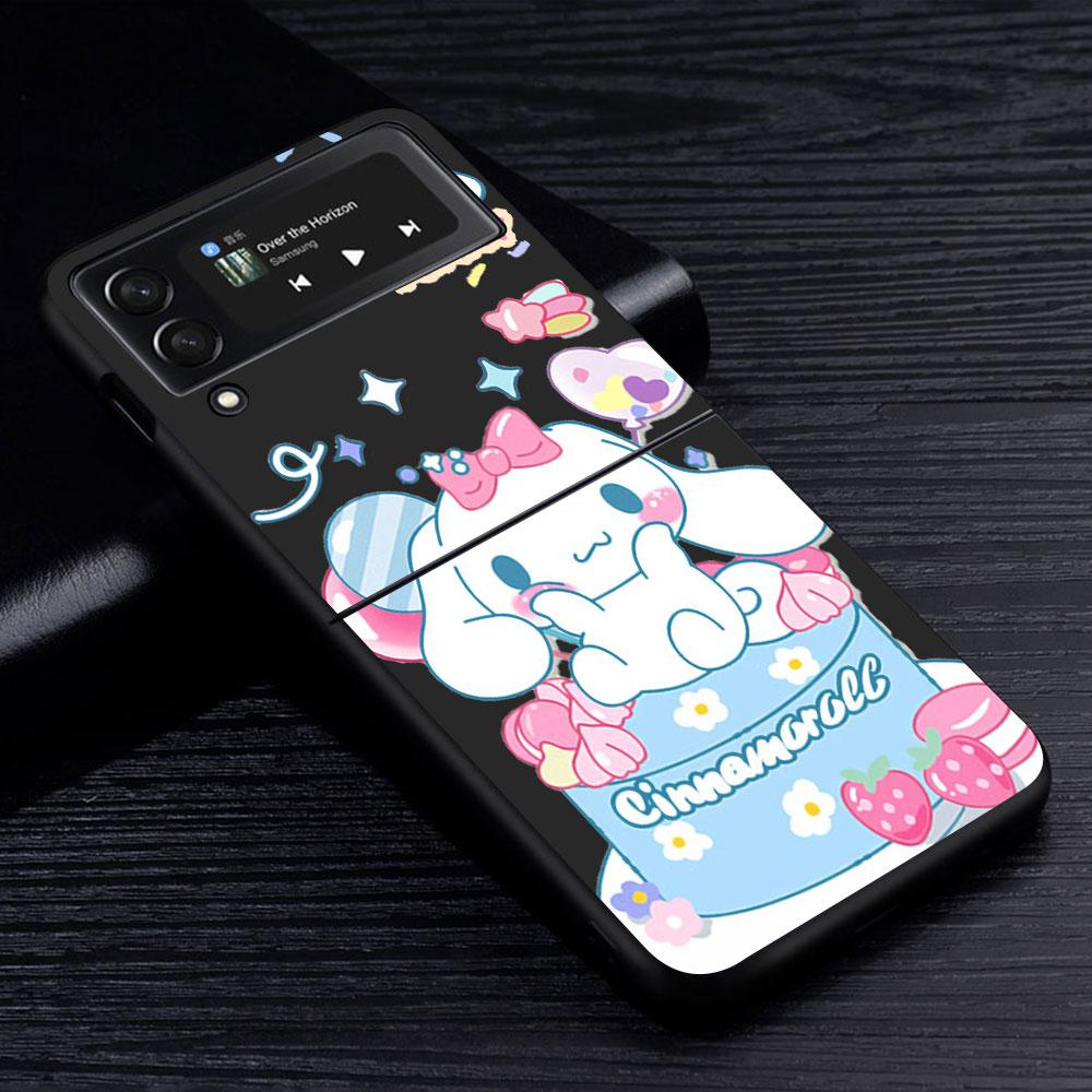 Hello Kitty Kuromi Case for Samsung Galaxy Z Flip4 Flip3 5G PC Hard Cell Phone Shell Z Flip 4 3 Black Coque Zflip4 Zflip3 Cover