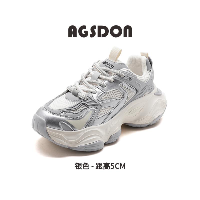 Silver dad shoes new autumn mesh sneakers thick-soled high casual running shoes
