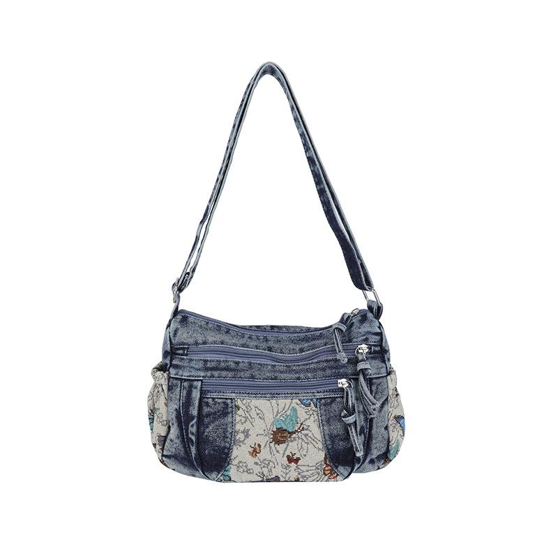 

Джинсовая сумка Многосекционная сумка через плечо Женская сумка на плечо темно-синий