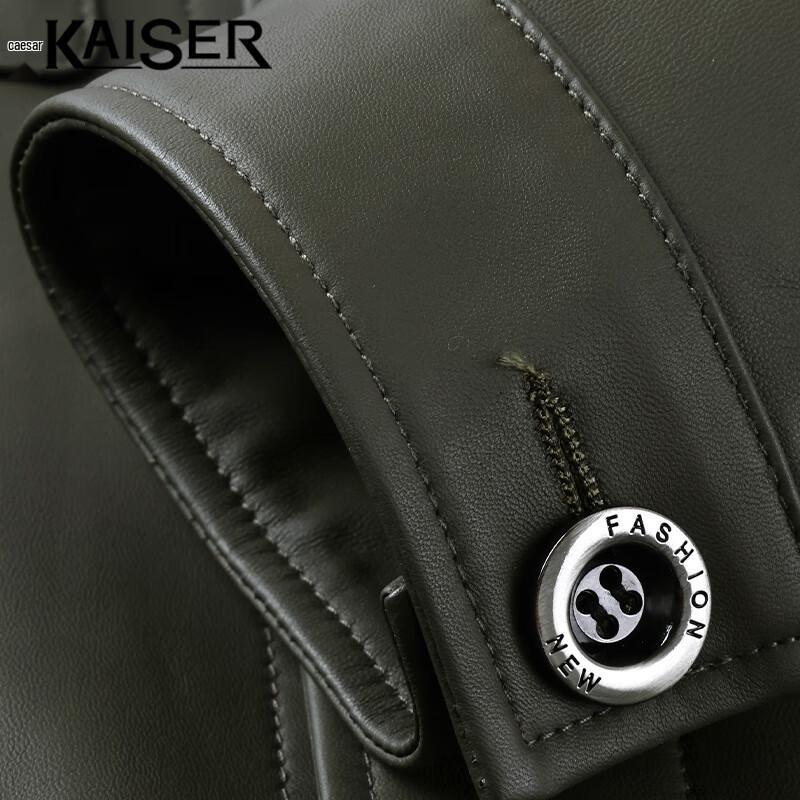 KAISER Men's Genuine Sheepskin Biker Jacket
