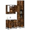 3 Piece Bathroom Furniture Set Smoked Oak Wood Based Material