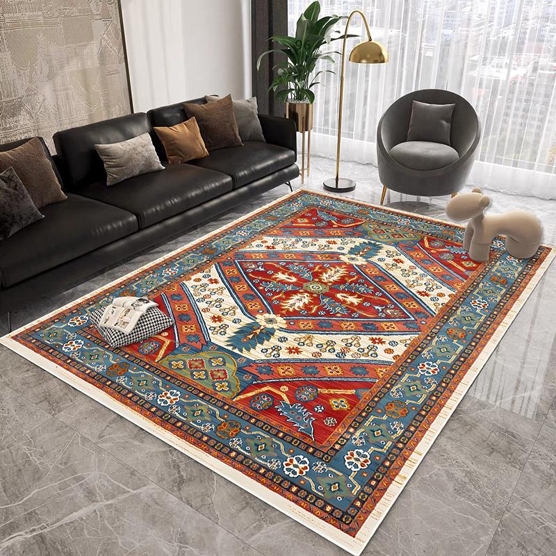 Persian Retro Carpet for Living Room Luxury Decoration Home Bedroom Washable Non-slip Rug Kitchen Easy Clean Lint-free Floor Mat