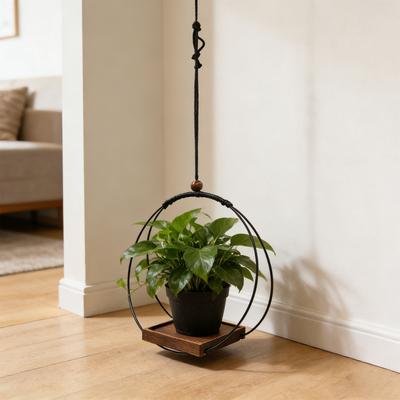 Black Plant Hanger for Home Decoration Stable Wood Base for 3 5.5 Inch Pots Indoor Use Wall Window Ceiling
