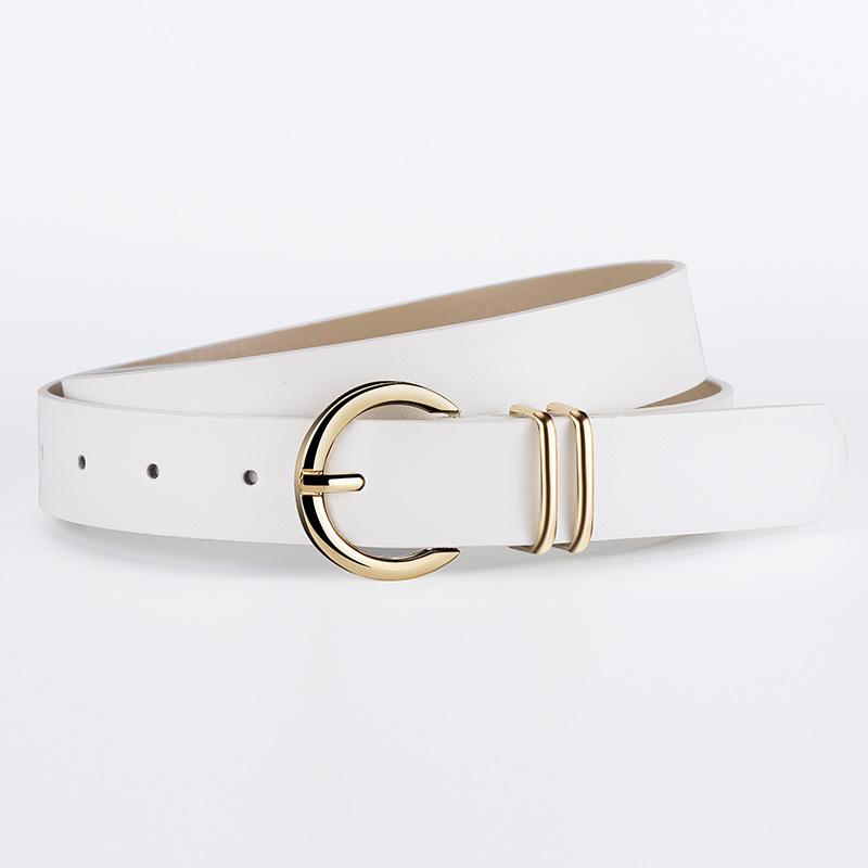 Boutique Pu Women'S Textured Belt, Trendy Bare Body Pin Buckle Decorative Jeans Belt