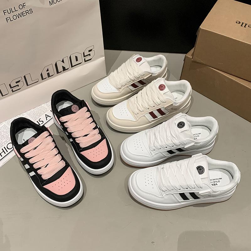 Board shoes casual board shoes Korean version ins flat heel women's shoes youth sports shoes spring versatile student lace-up white shoes