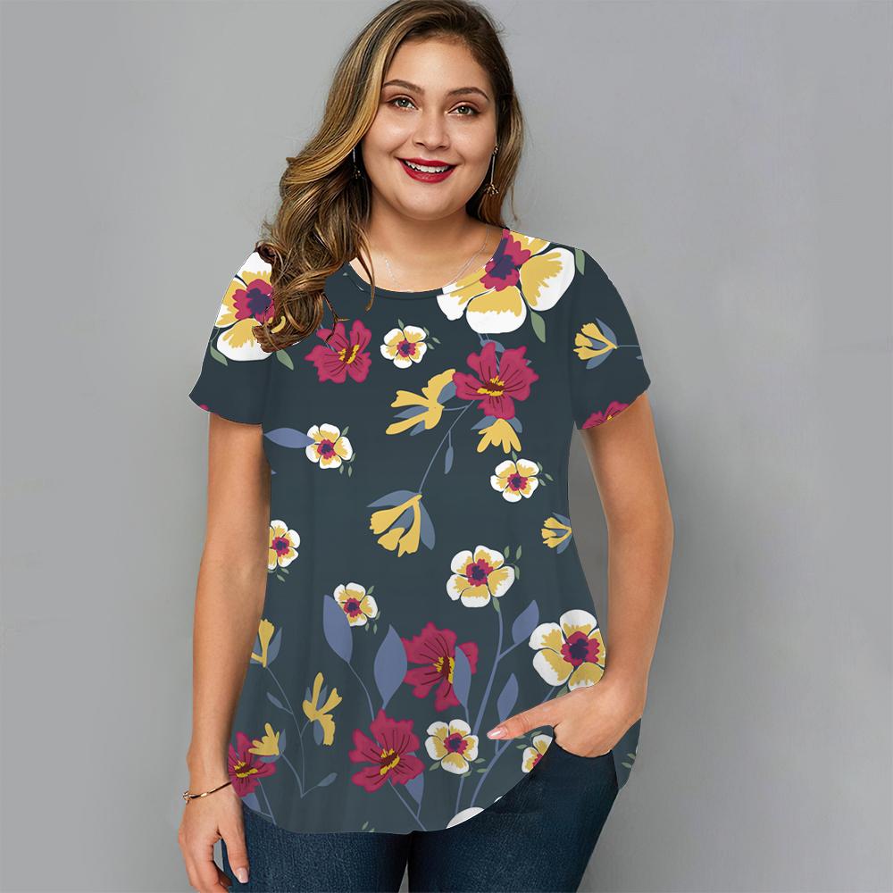 

Женские футболки большого размера, новая свободная женская футболка с коротким рукавом и 3D принтом с круглым вырезом, дышащая женская одежда большого размера 4XL