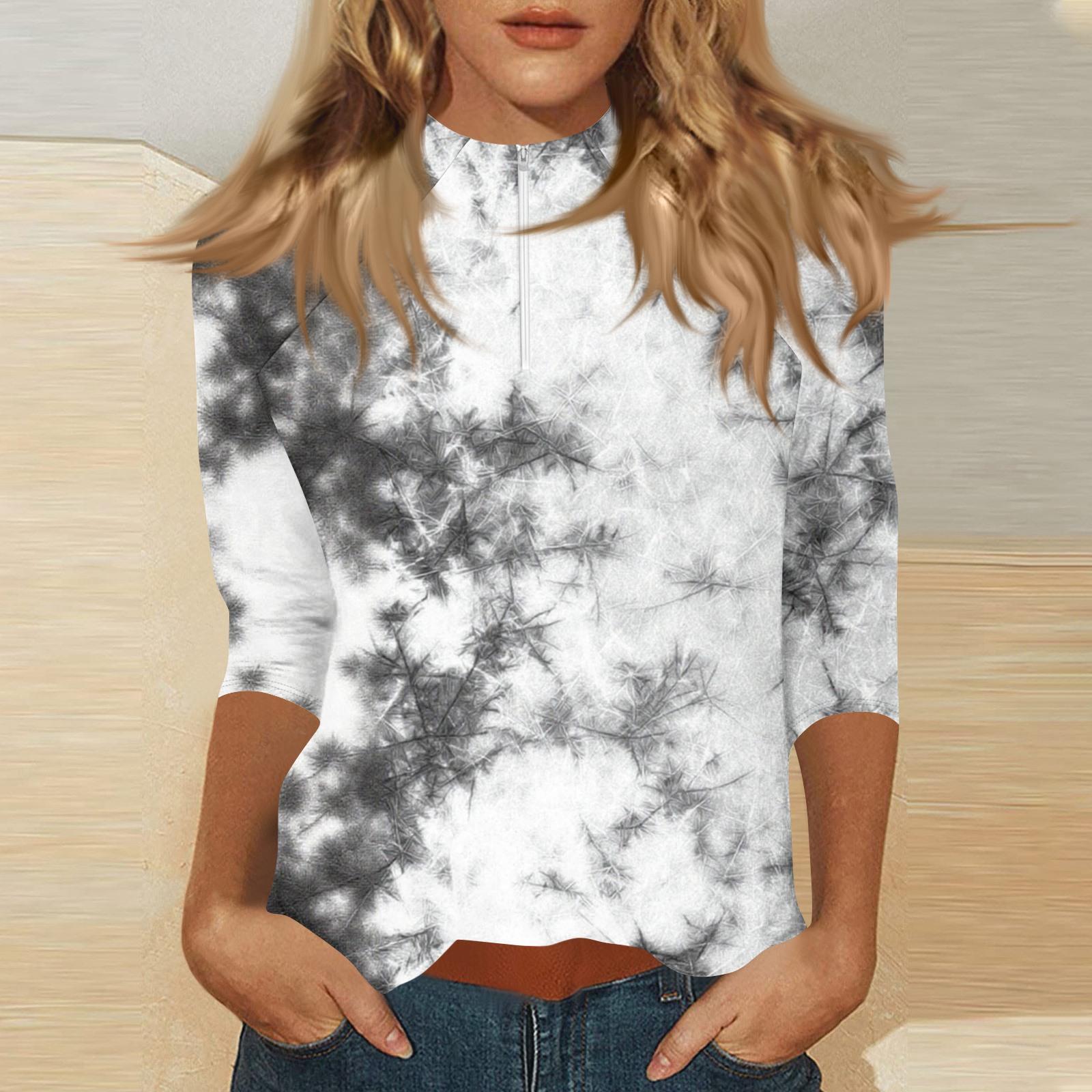 

Женский топ с принтом, рукавом 3/4 и молнией под горло XL