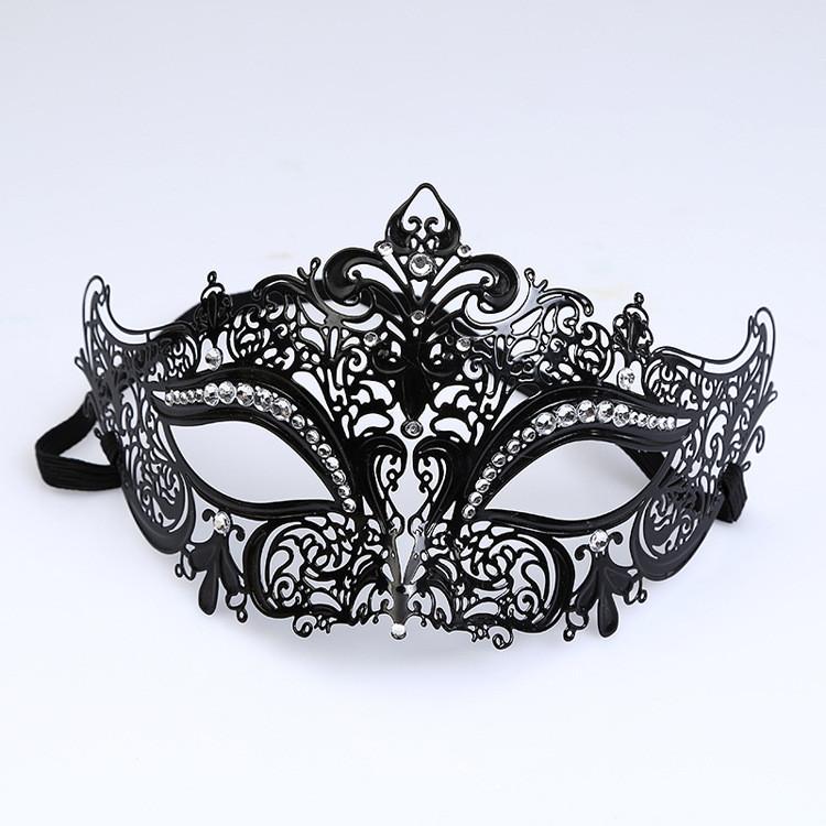 Costume Prop Mask With Metal Embellishments And Rhinestones For Halloween Party