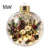 Romantic Christmas Atmosphere Lights Glowing Story Ornament, Mini Holiday Scene In Clear Ball with Lighted Ornaments LED Light, Acrylic Hanging