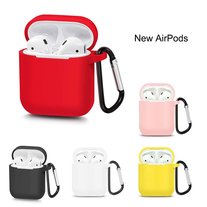 Buy AirPods Silicone Case with Keychain Protective Cover Skin For ...