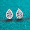 White Gold Pear Cut 2ct Moissanite Stud Earring for Women Sparkling Water Drop Lab Diamond Earrings Marriage Jewelry S925