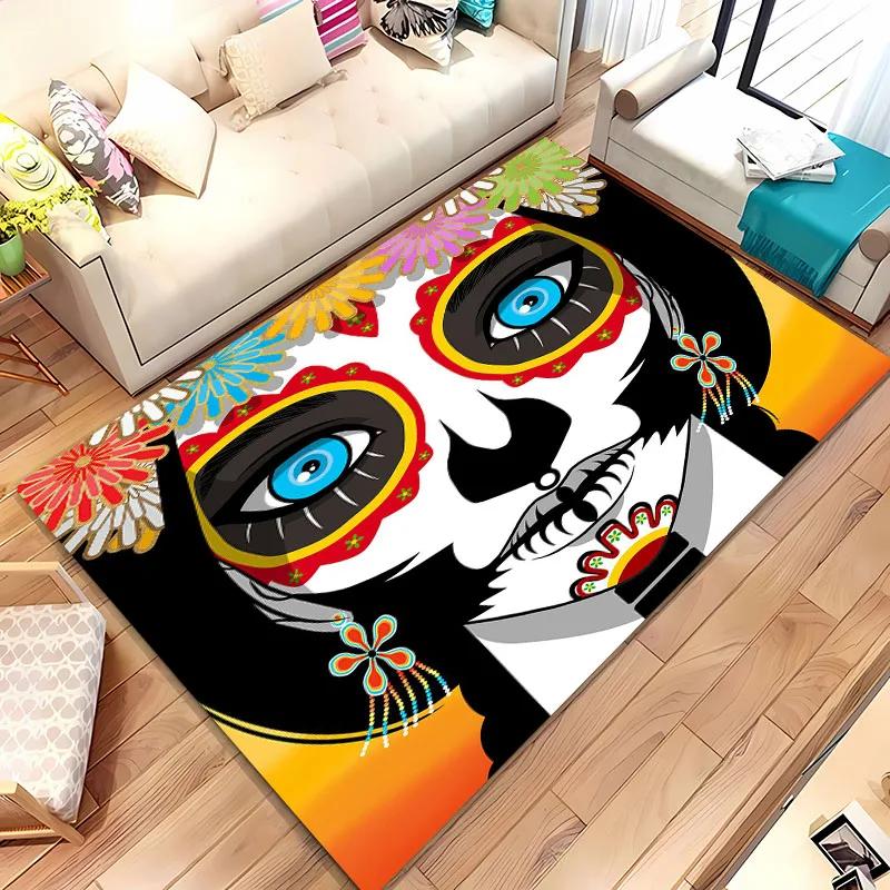 

HD Printing Mexican Day of The Dead Rug,Carpet for Living Room Bedroom Sofa Doormat Decor Adult Game Non-slip Floor Mat Alfombra 40x60cm (16x24in)