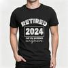 Pure Cotton Unisexs Tee Curved Retired Word With 2024 Frame Minimal Quote Print Retire Party Casual Daily Streetwear Tshirt