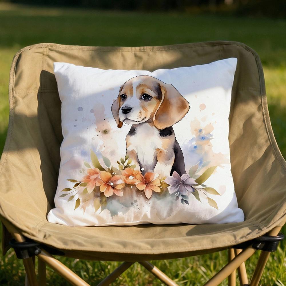 Cute Beagle Pet Dog Cushion Cover Soft Reversible Durable Pillow Cover MultiScene Use for Home Car Daily Comfort